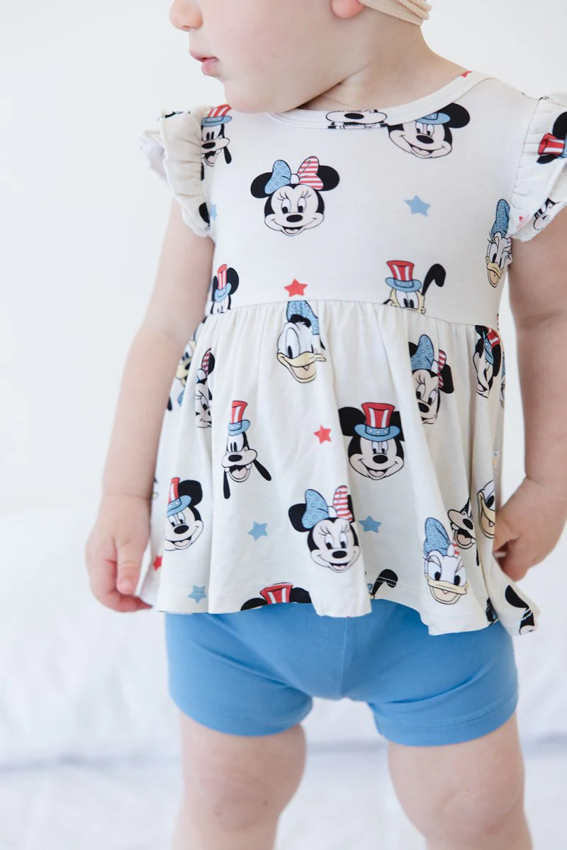 Vintage Blue Bamboo Biker Shorts - Image 3